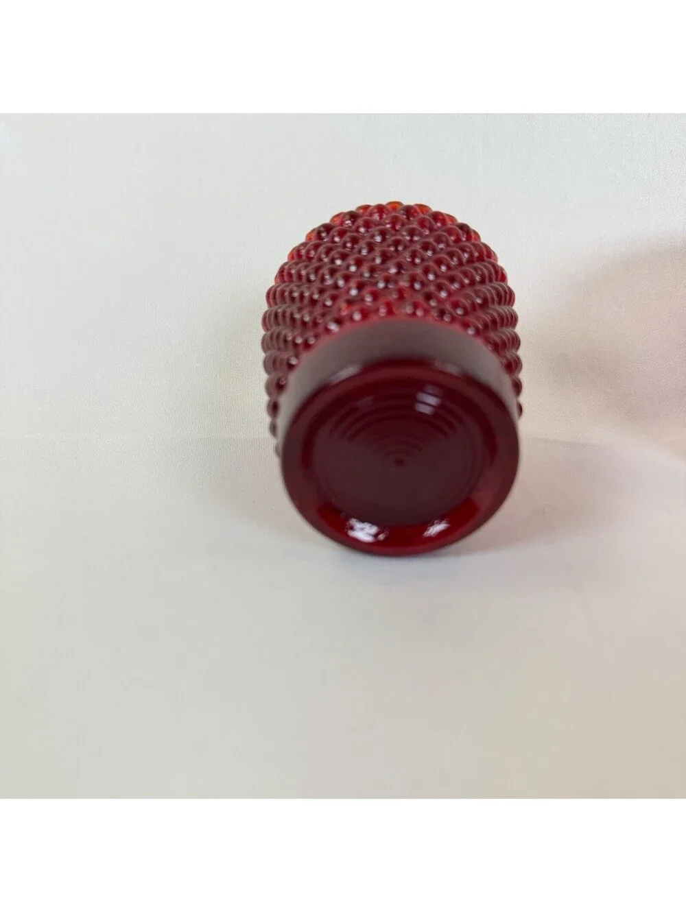 Set of 2 Vintage Ruby Red Hobnail Glass Votive Candle Holders Vibrant EUC